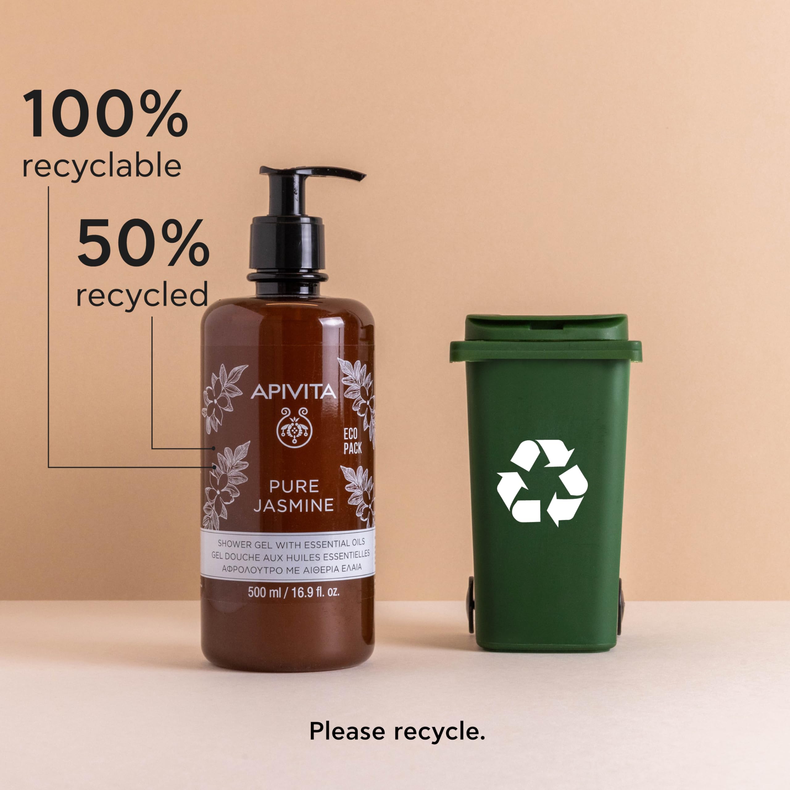 APIVITA Pure Jasmine Shower Gel mountain tea infusion for antioxidant protection