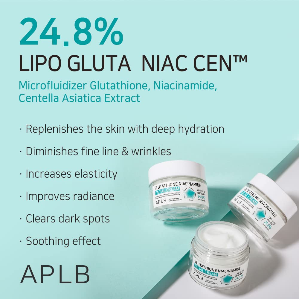 APLB Glutathione Niacinamide cream label closeup highlighting clean ingredients for skin texture
