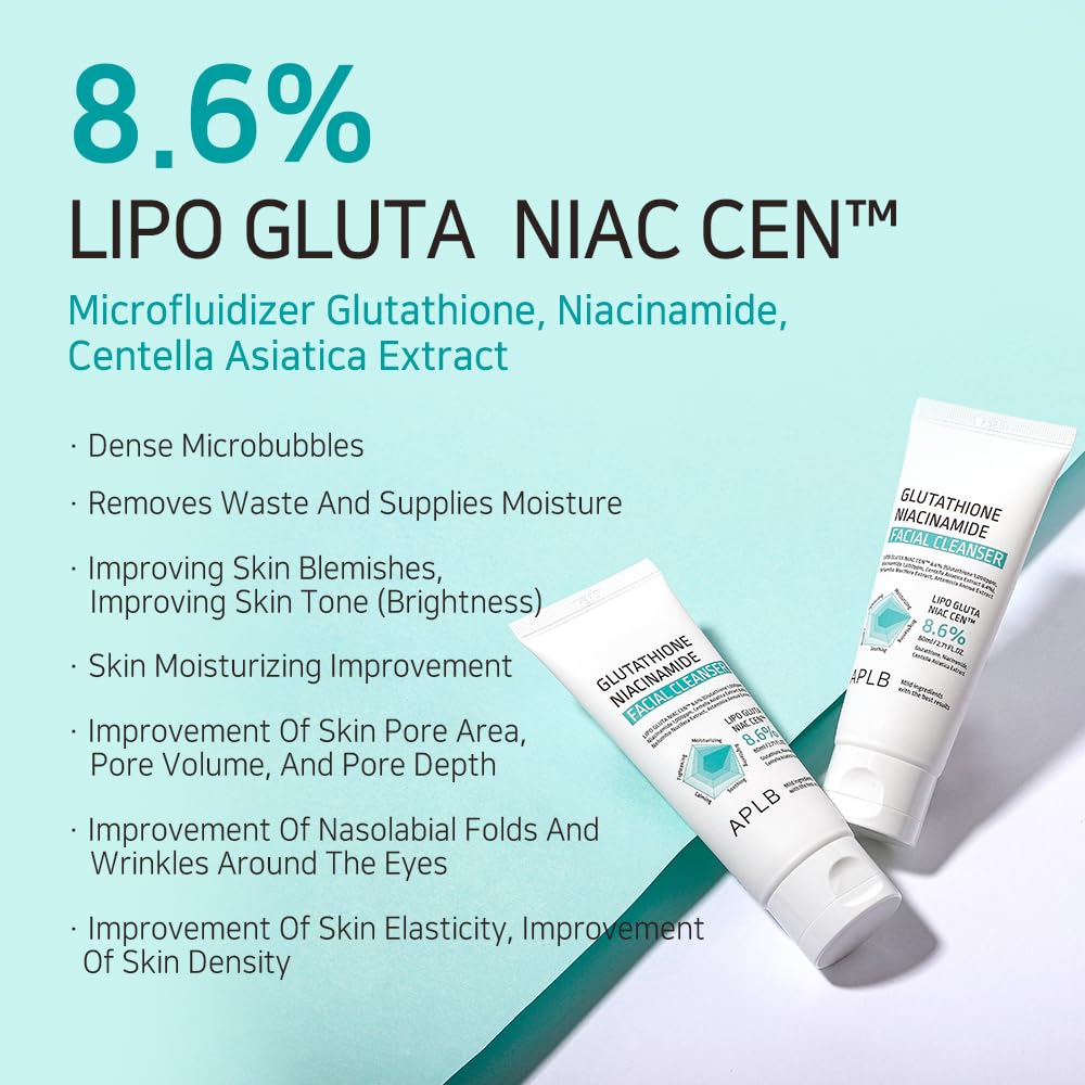 APLB LIPO GLUTA NIAC CEN label highlights potent actives for brightening