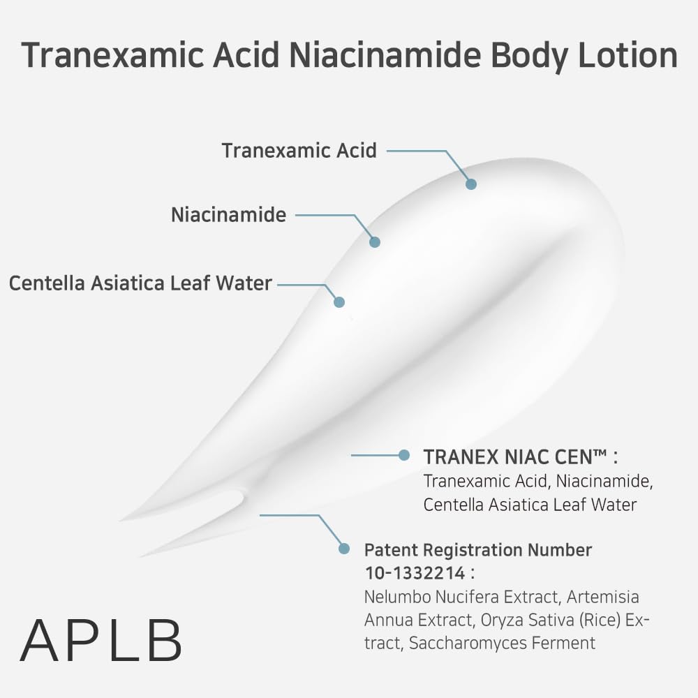 APLB Tranexamic Niacinamide body lotion texture close-up on skin
