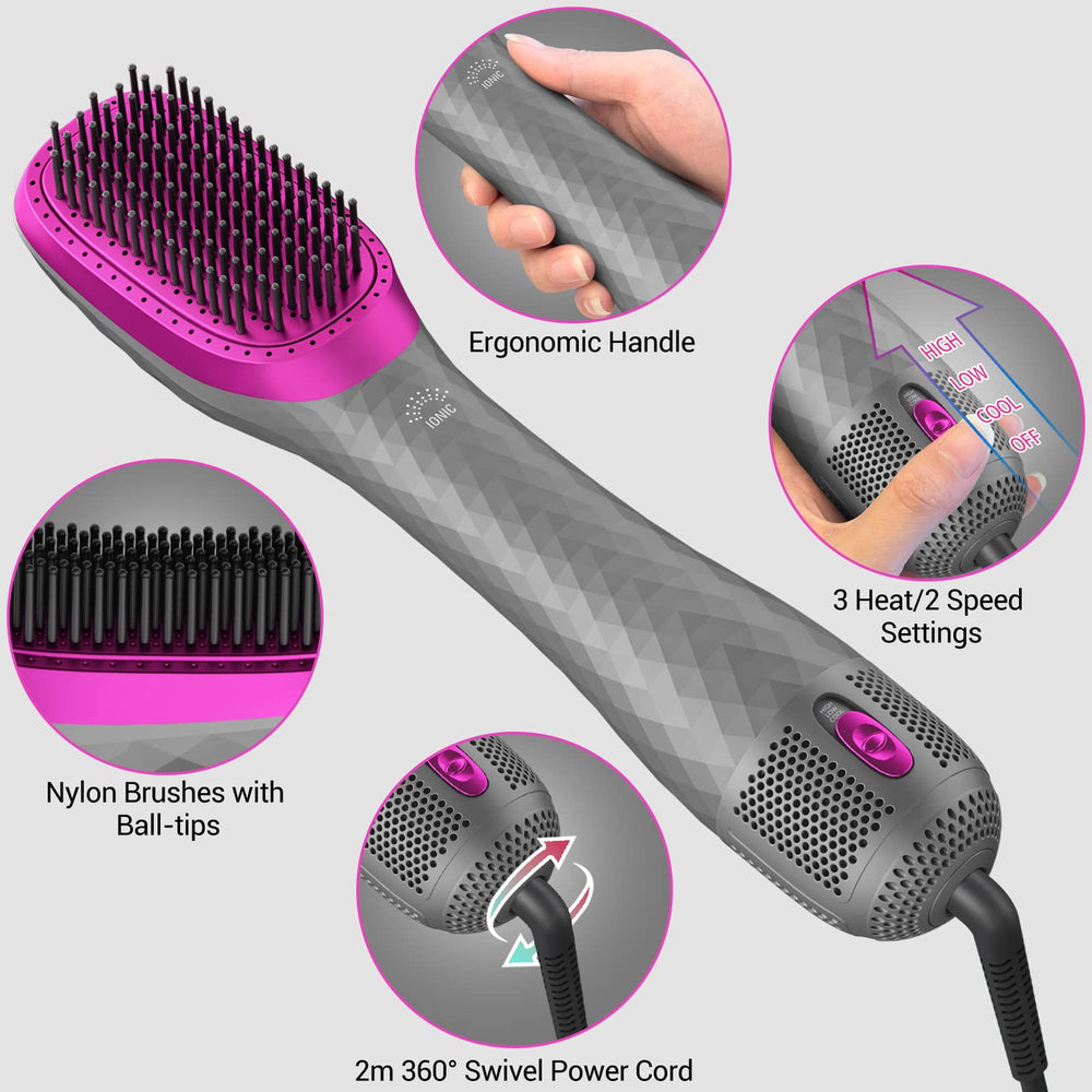 APOKE 3-in-1 hair dryer brush gray in drying action