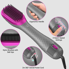 APOKE 3-in-1 hair dryer brush gray in drying action