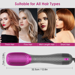 APOKE 3-in-1 hair dryer brush gray side view showing ergonomic grip