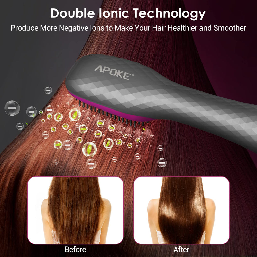 APOKE 3-in-1 hair dryer brush gray temperature settings display