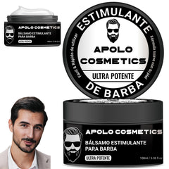 apolo cosmetics para barba balm jar closeup highlights nourishing beard care and non-greasy formula