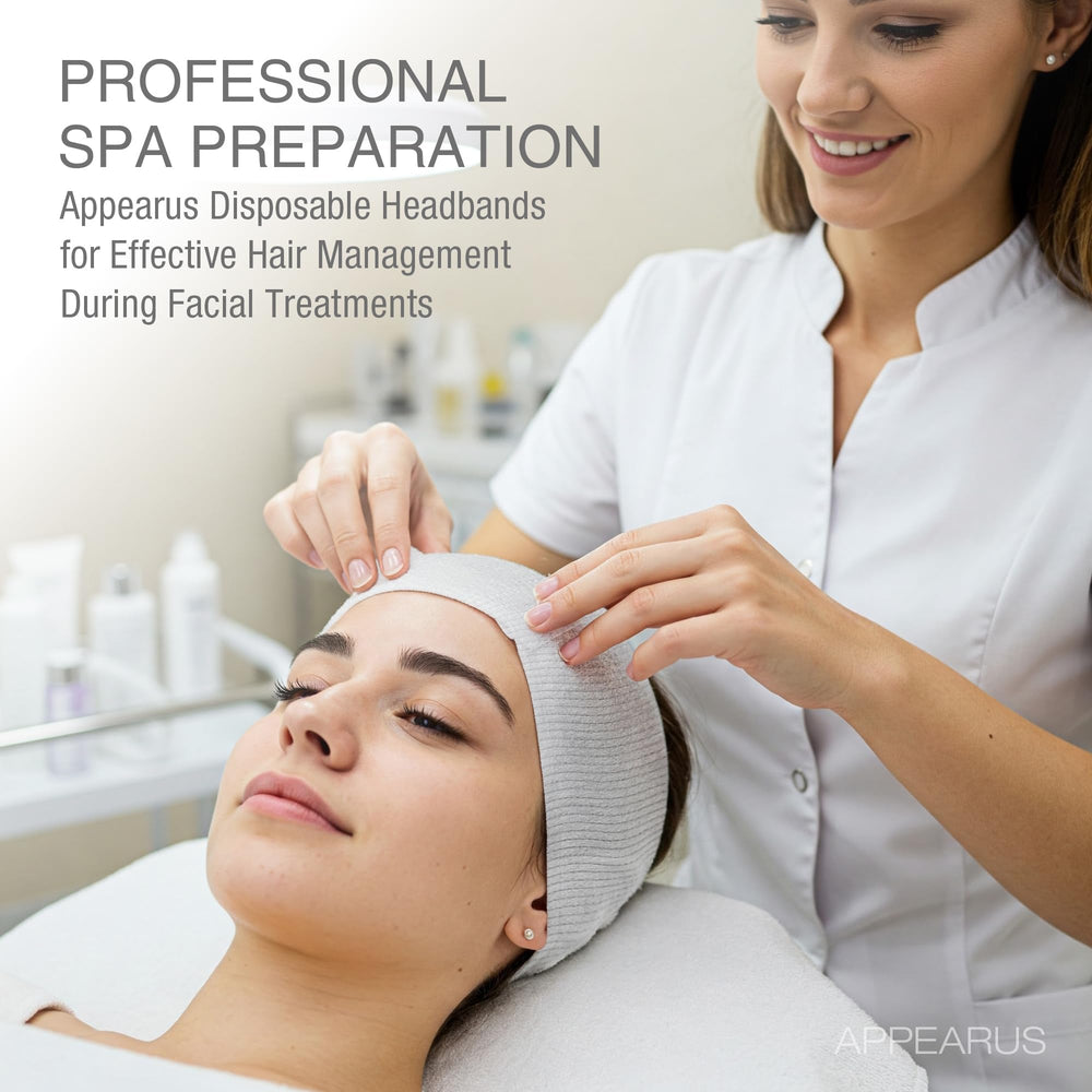 APPEARUS headband keeps hair away from the face during facials.