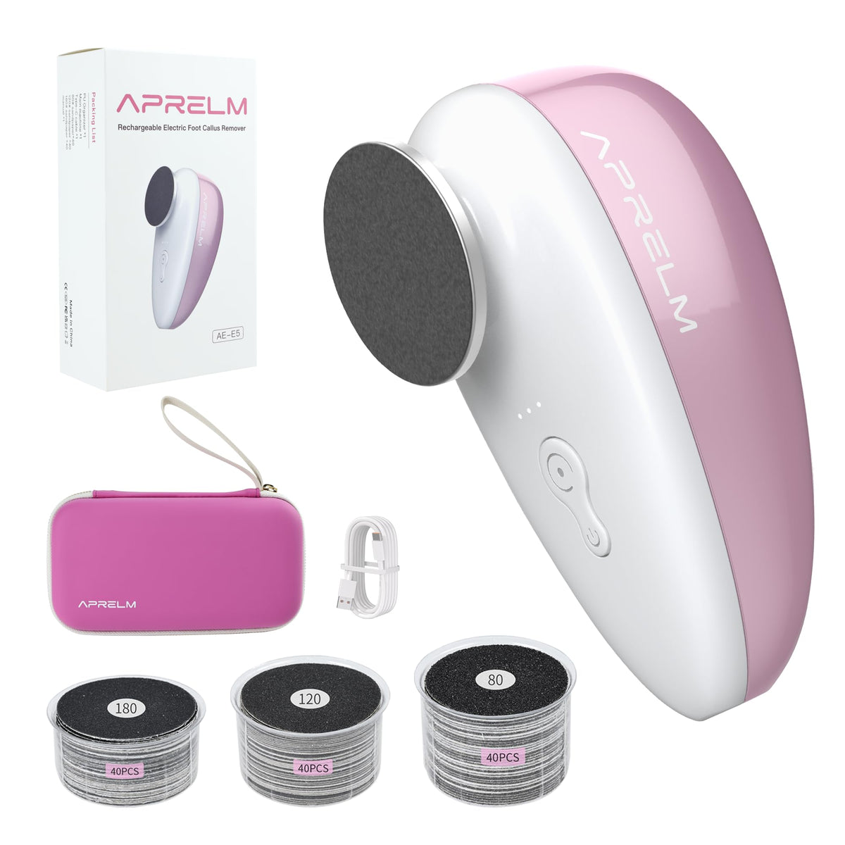 APRELM E5 front view with ergonomic grip for precise pedicure sessions.