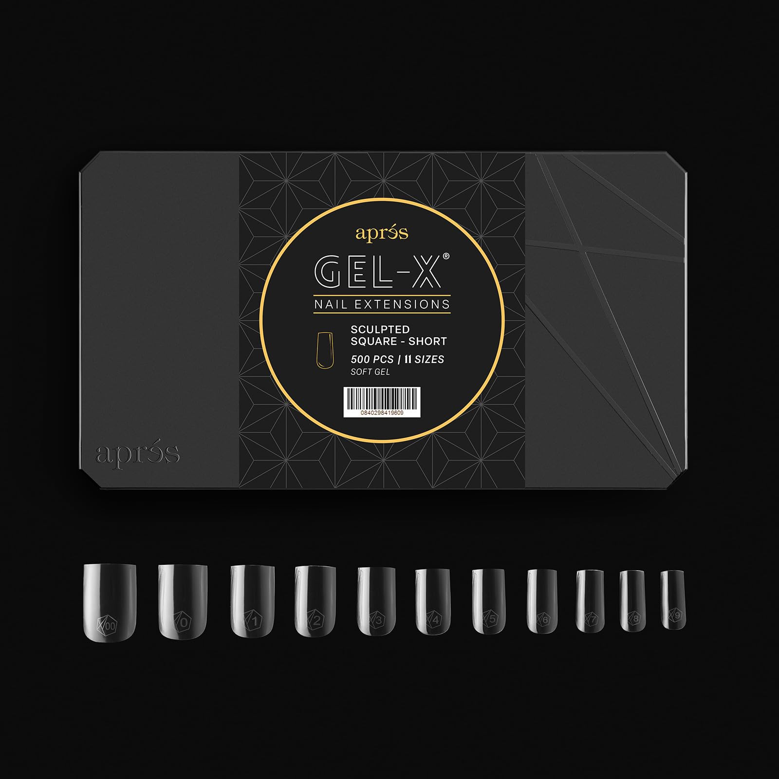 APRÉS Gel-X box inside tips demonstrates abundant sizes for perfect fit and flawless nail extensions