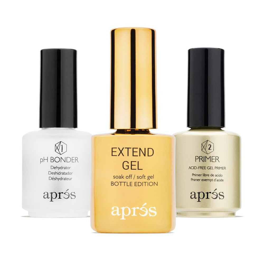 APRES Gel-X Extend Gel bottle shows strength and flexibility for long-lasting extensions.
