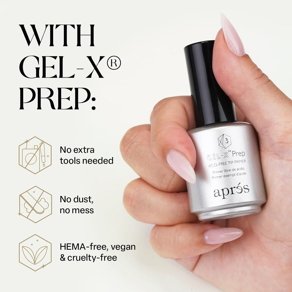 APRÉS Gel-X Prep tip-texture-buff creates an ideal base surface for color