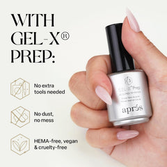 APRÉS Gel-X Prep tip-texture-buff creates an ideal base surface for color