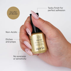 APRES Gel-X primer after bonder application showing adhesion base for extensions