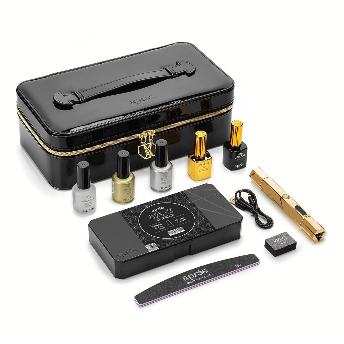 APRES Gel-X professional starter kit box; comprehensive tools for at-home or salon extensions.