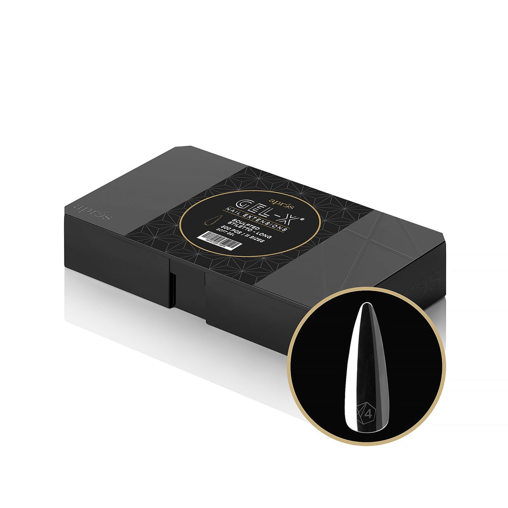 APRÉS Gel-X Sculpted Stiletto box cover shows premium packaging for salon prep.
