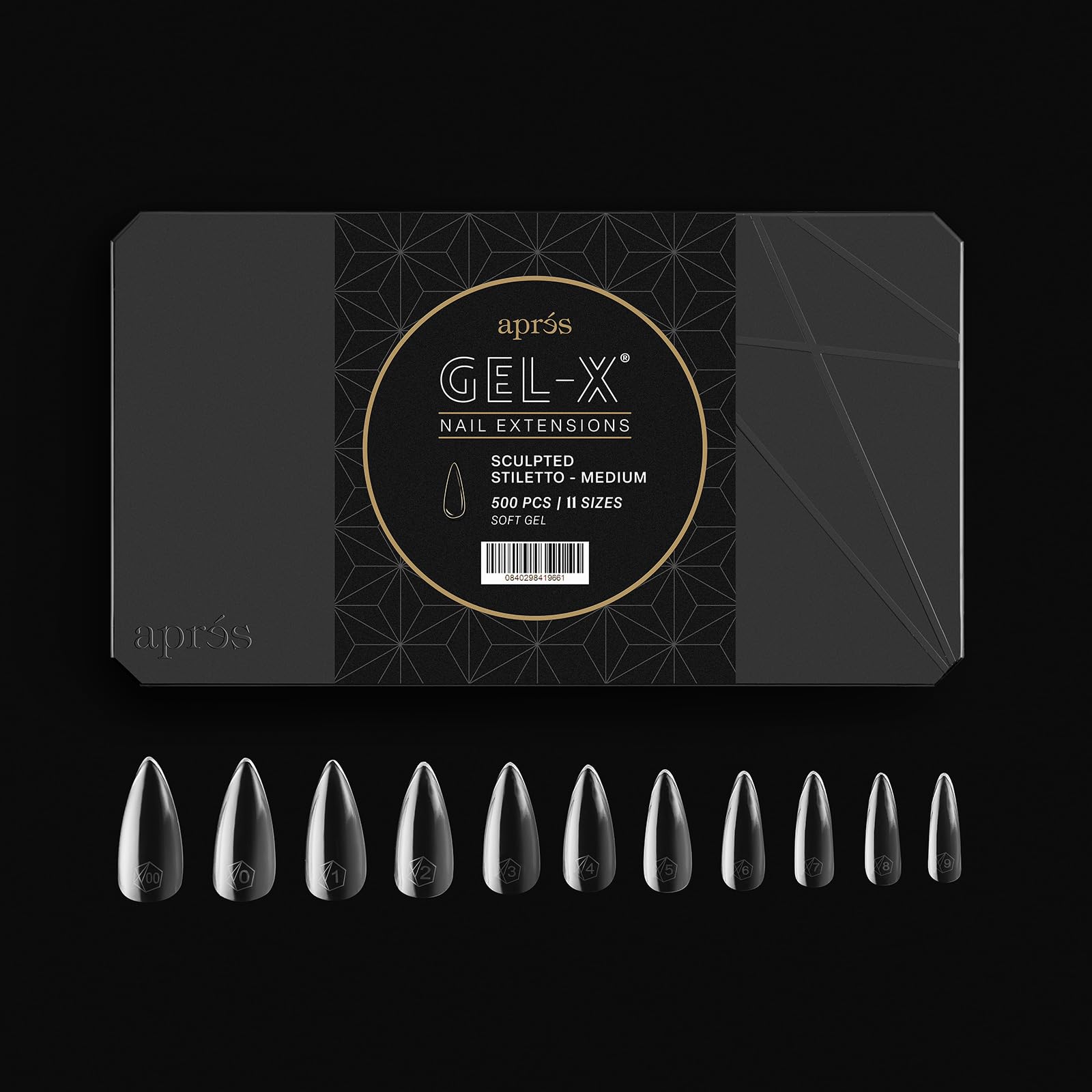 APRÉS Gel-X variant sizes 00 to 9 enable precise fit for diverse nails and shapes.