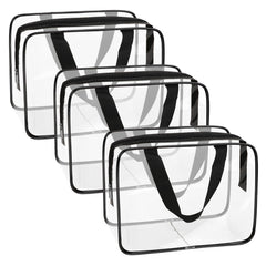 APREUTY clear makeup bag front view highlights transparent design for quick visibility.