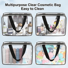 APREUTY clear makeup bag with handle strap offers convenient hanging storage.