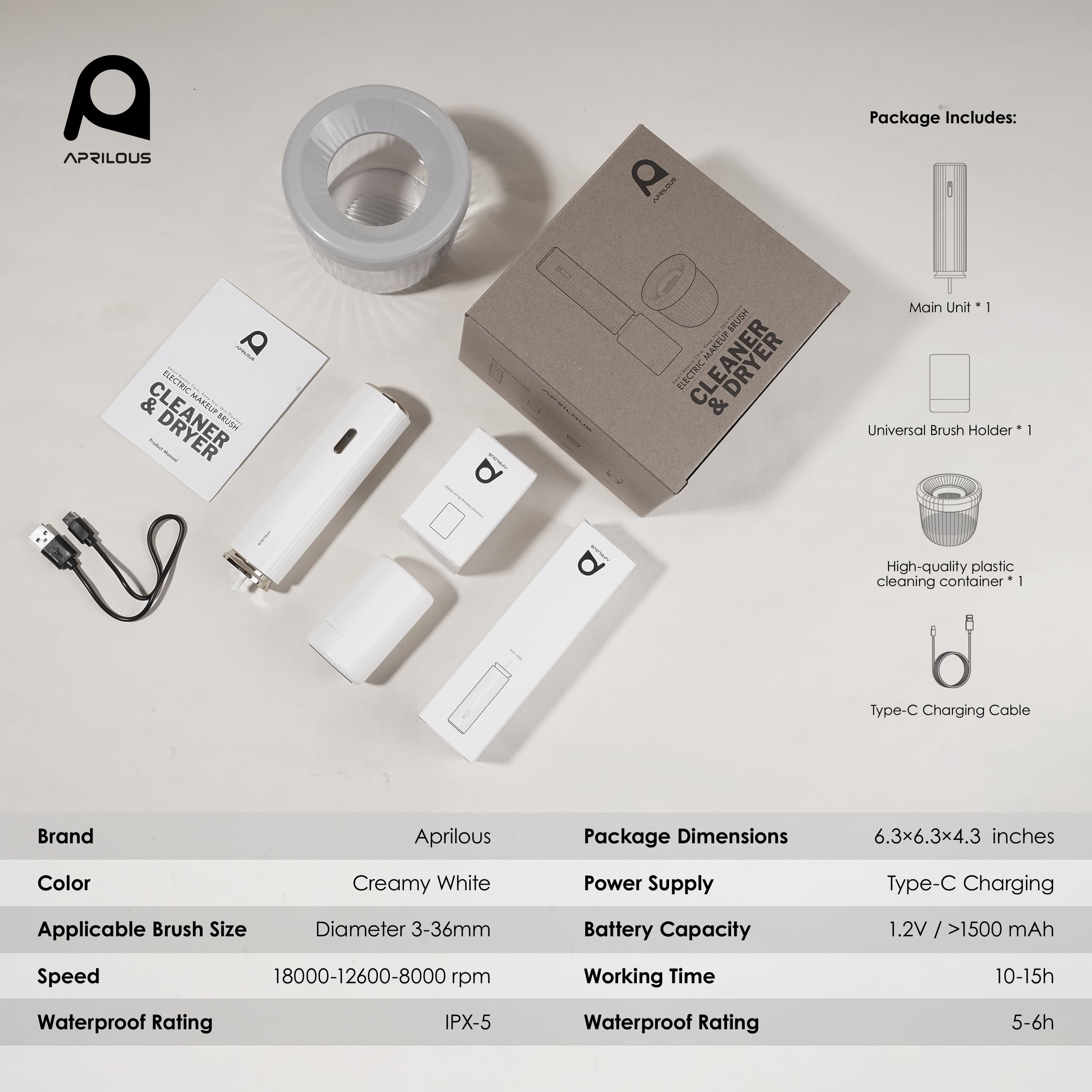 Aprilous travel-friendly cleaner runs cordless on usb-c for on-the-go use.