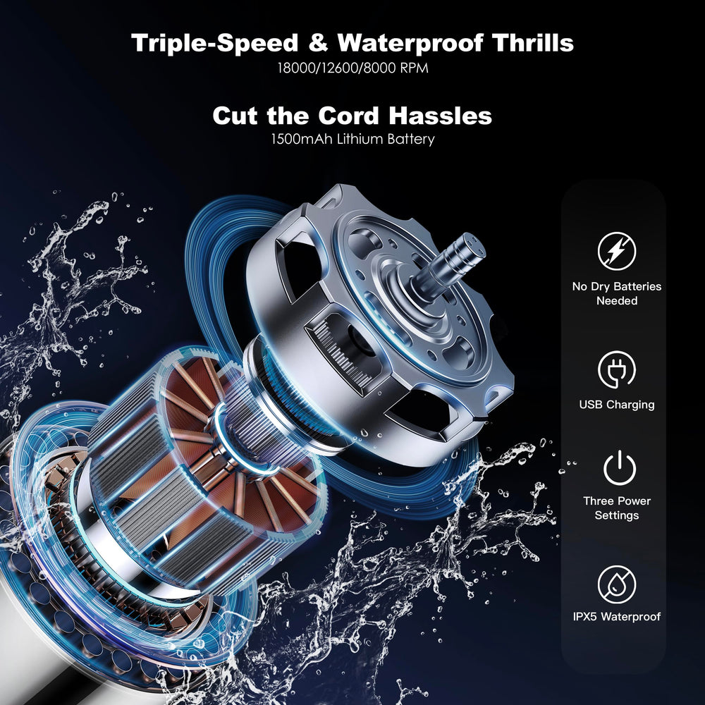 Aprilous electric brush cleaner IPX5 waterproof design for splash resistance during use.