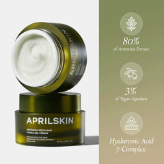 APRILSKIN Artemisia Squalane Hydra Gel Cream texture closeup shows weightless, refreshing gel.