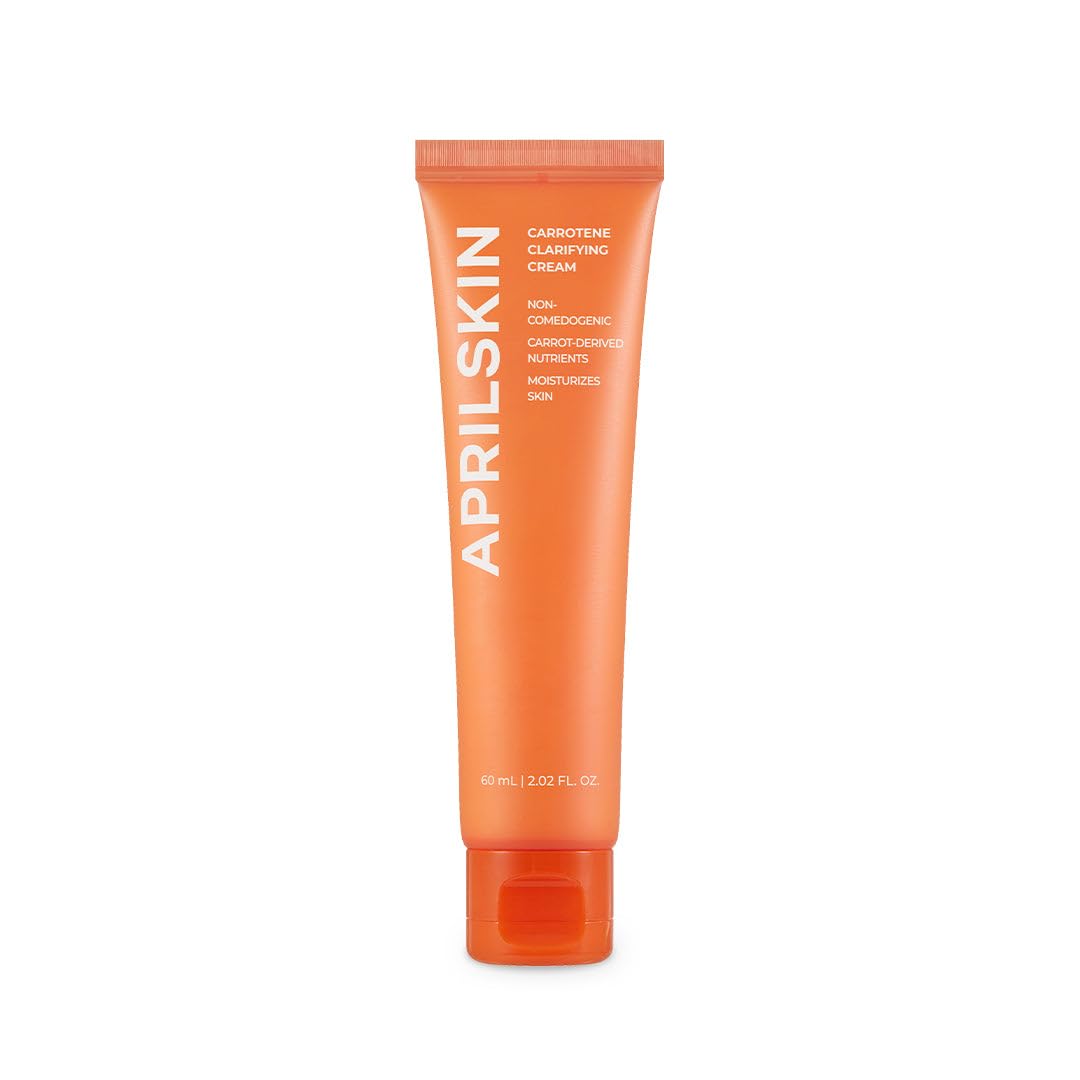 APRILSKIN Carrotene Clarifying Cream bottle showcases balanced hydration for oily, sensitive skin.