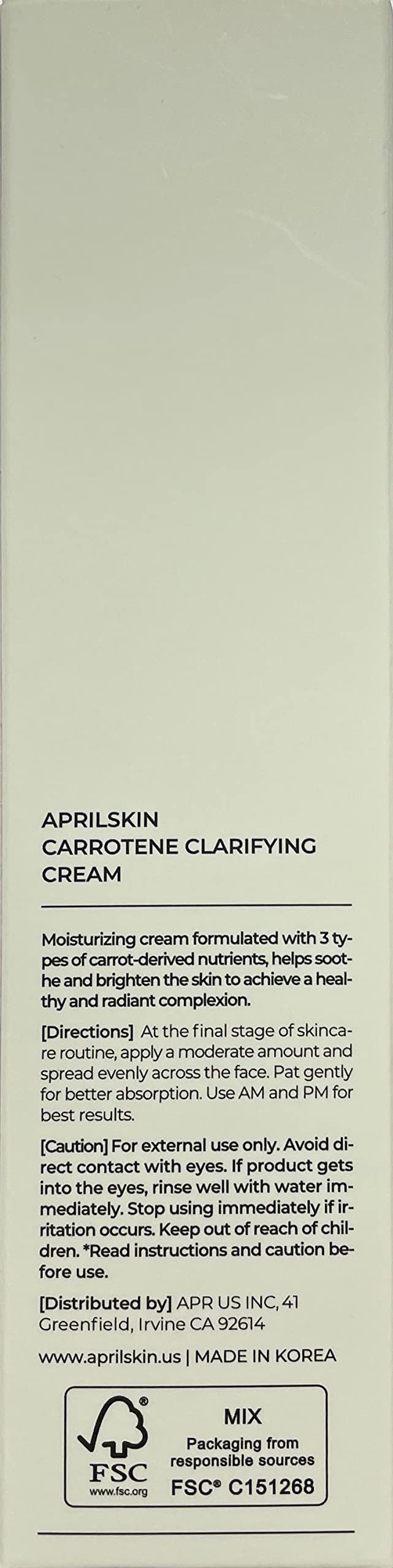 Applying APRILSKIN Carrotene Clarifying Cream on the face shows lightweight protection without clogging pores.