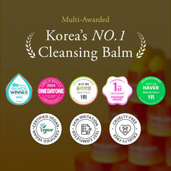 APRILSKIN Carrotene IPMP Hydromelt Balm melts makeup and sunscreen on fingertips.