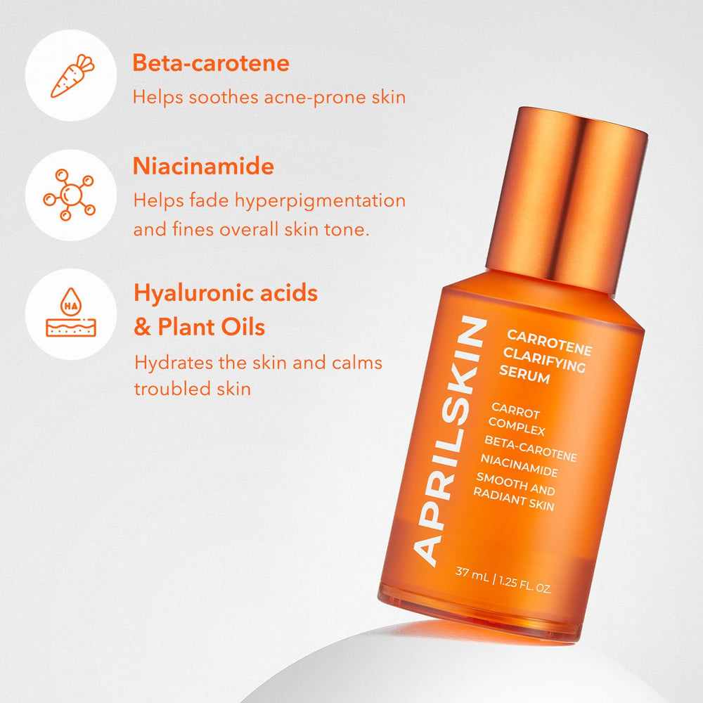 APRILSKIN Carrotene serum applied to skin for calm, even tone.