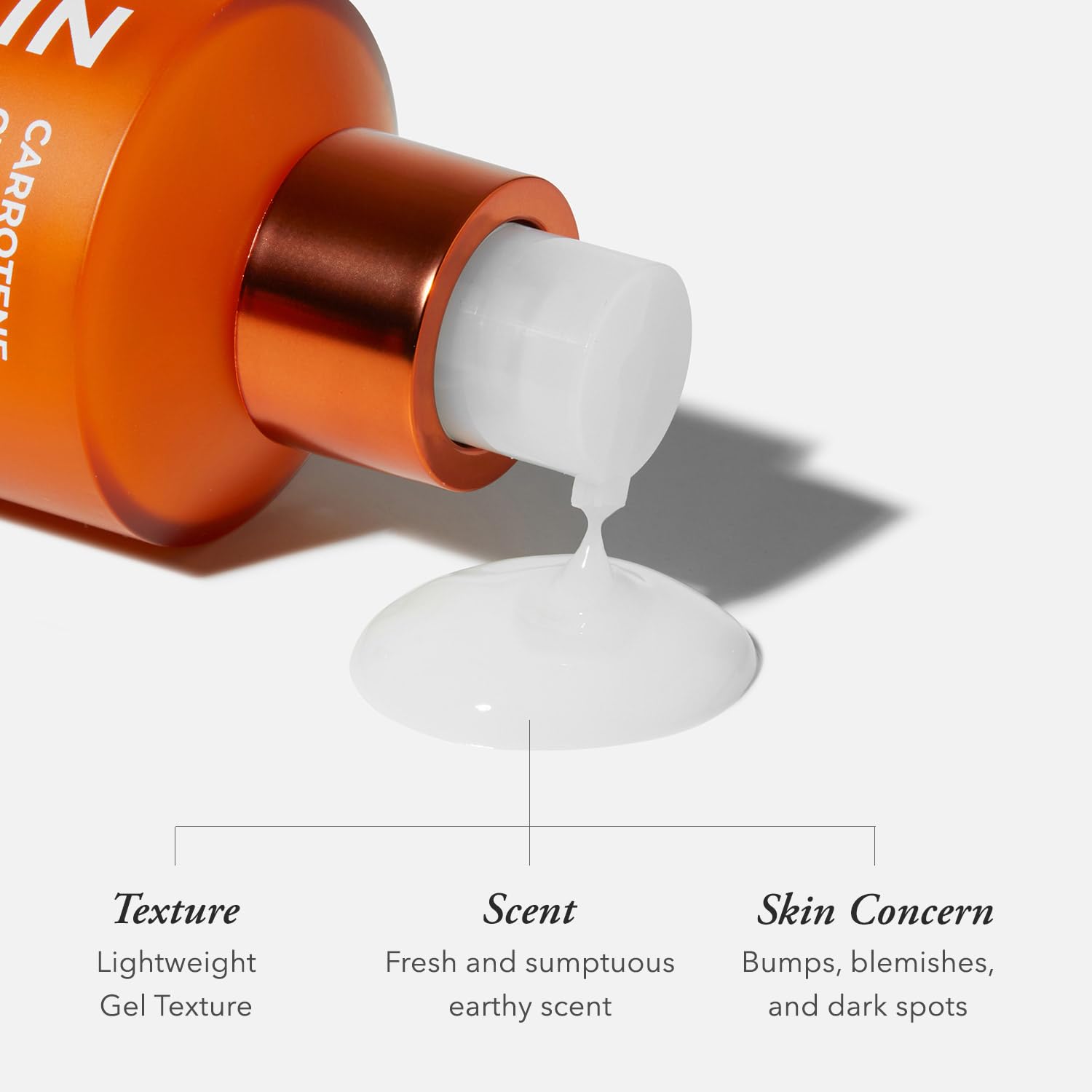 APRILSKIN Carrotene serum ingredients closeup reveals carrot complex for calming skin.