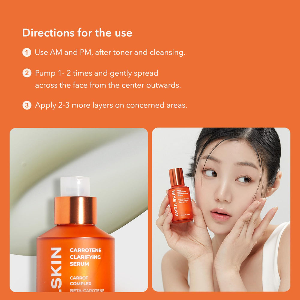 APRILSKIN Carrotene serum packaging highlights vegan, allergen-free credentials.