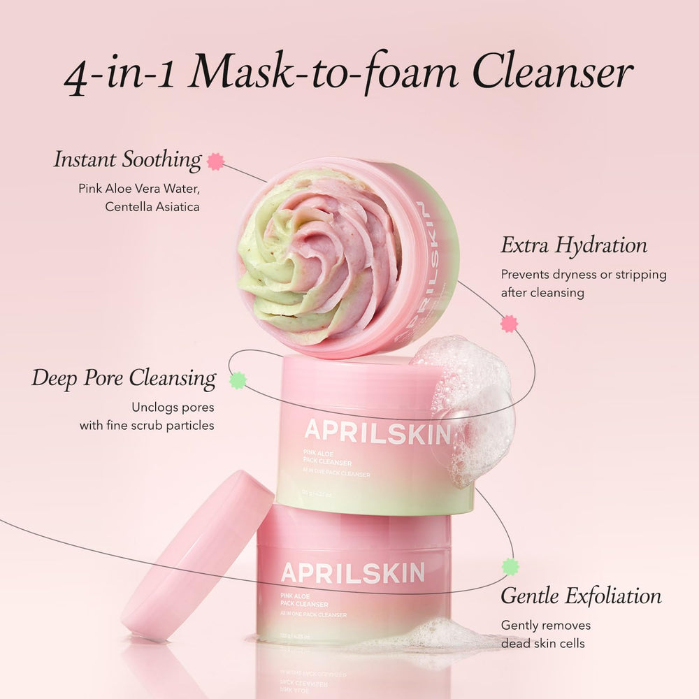APRILSKIN Pink Aloe Facial Polish Cleanser travel-friendly tube for on-the-go cleansing