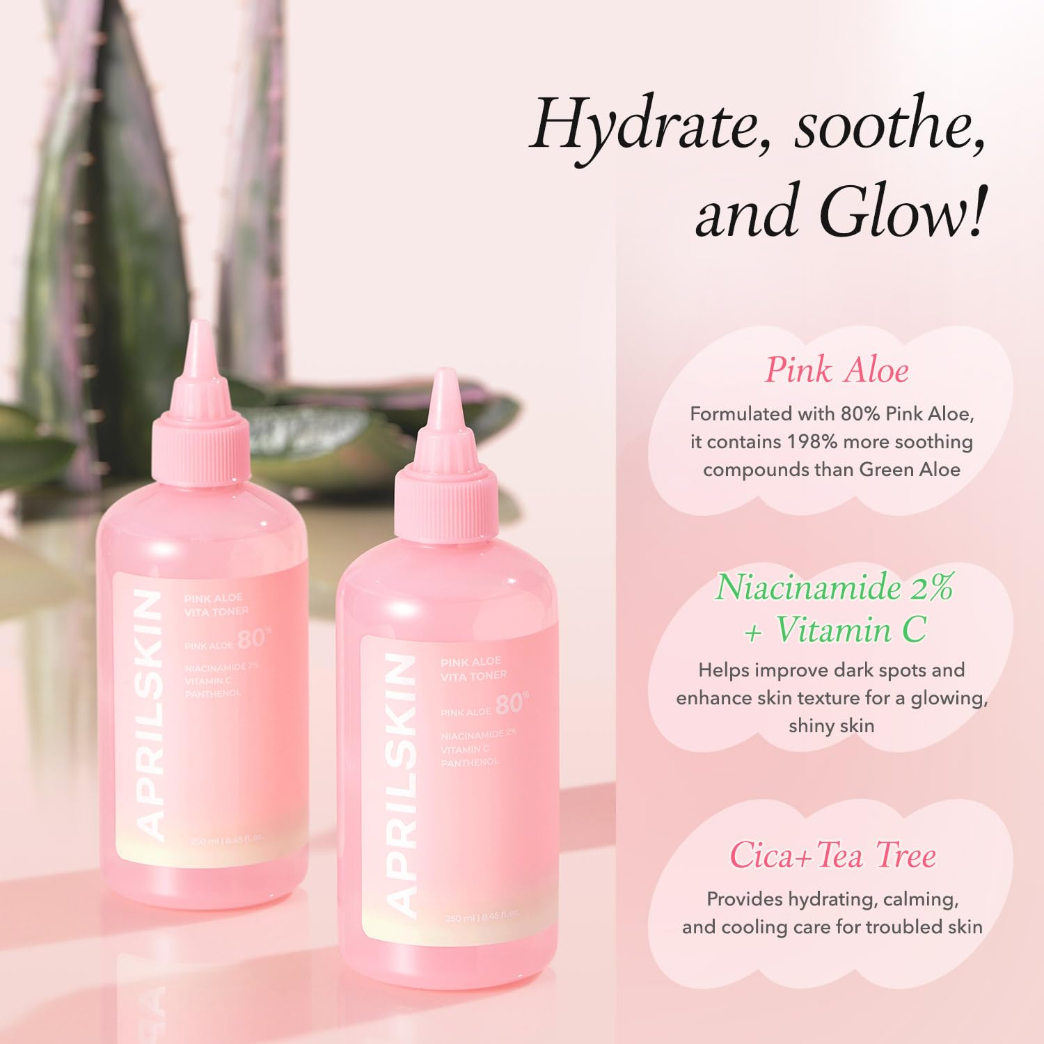 APRILSKIN Pink Aloe Vita Toner hygienic cap design prevents direct hand contact