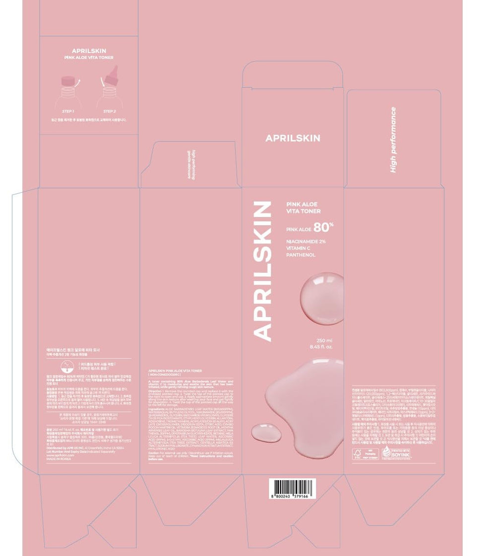 APRILSKIN Pink Aloe Vita Toner shown in routine setup after cleansing