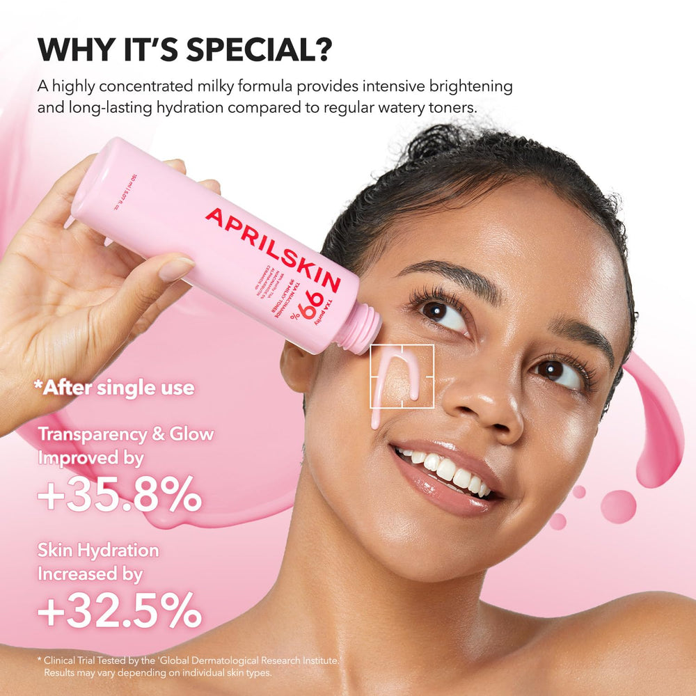 APRILSKIN TXA+Niacinamide close-up texture reveals milky cream-toner feel