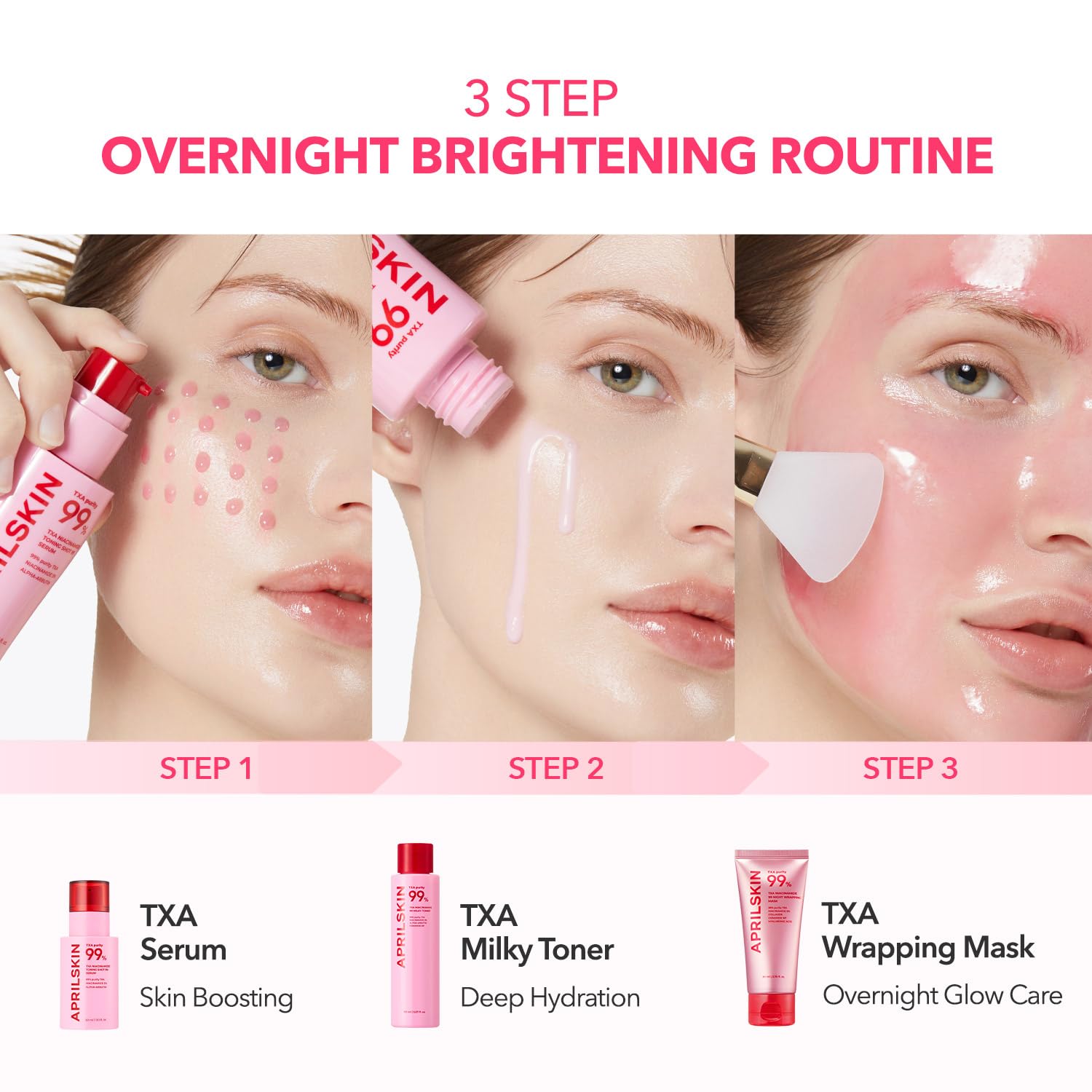 APRILSKIN TXA Niacinamide pore-care illustration suggests refined pores