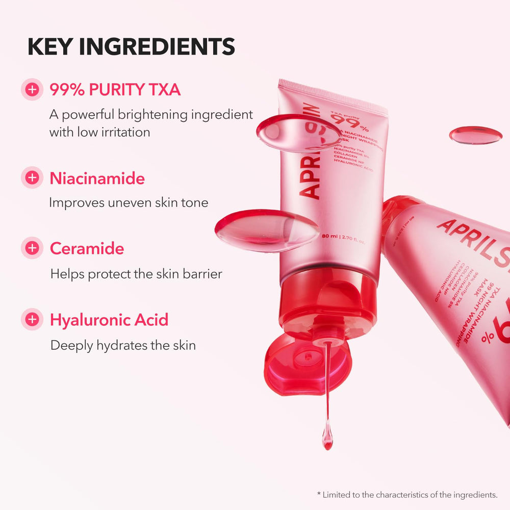 APRILSKIN TXA Niacinamide texture closeup shows lightweight cream for overnight care