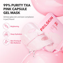 APRILSKIN TXA Pink Capsule Gel Mask capsules close-up shows pure TXA for brighter skin