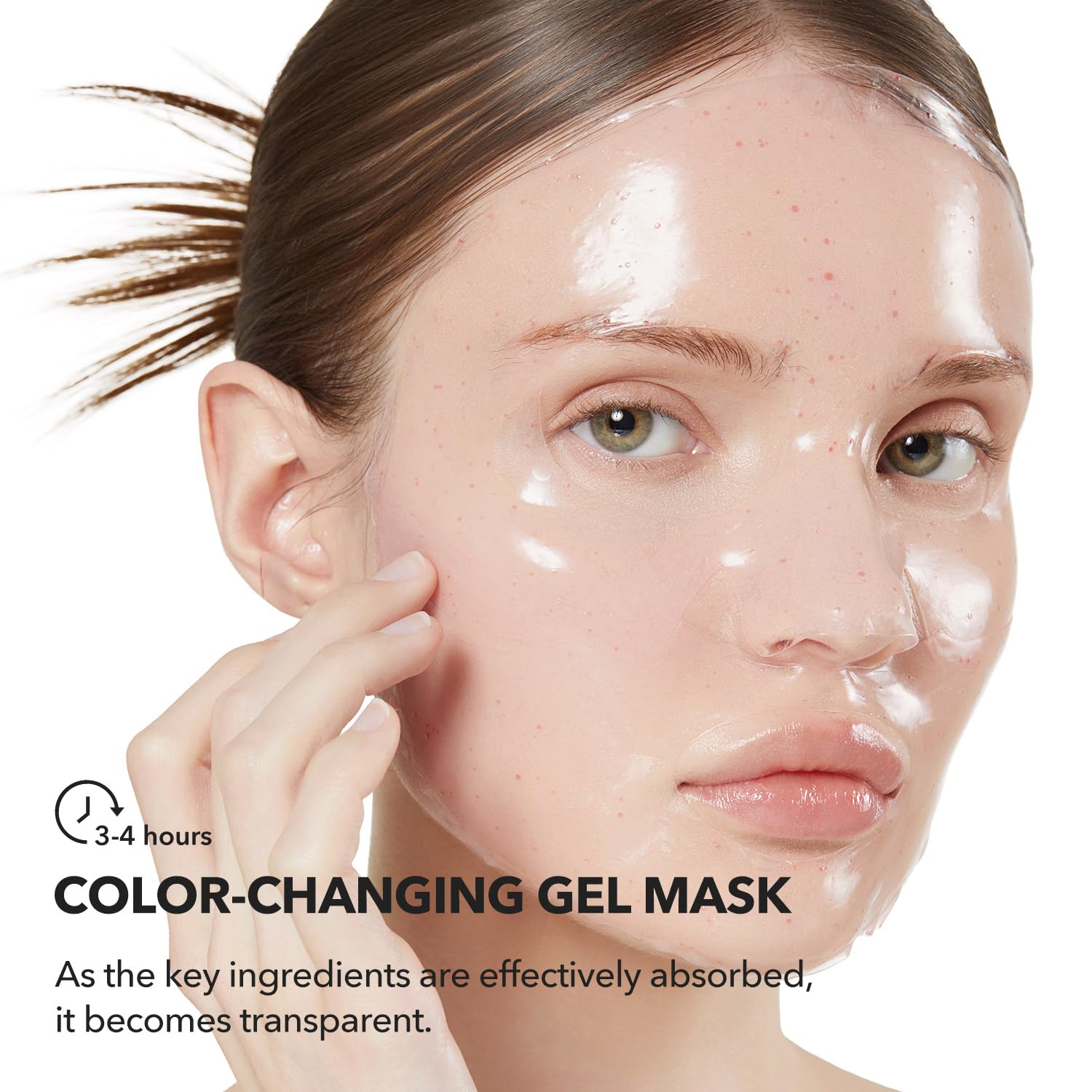 APRILSKIN TXA Pink Capsule Gel Mask application scene shows easy, even coverage