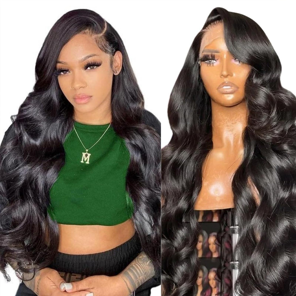 Aptatuse body wave lace front wig 26in natural black with realistic hairline for daily wear.