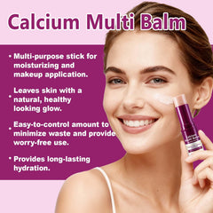APUUFYQC Calcium Multi Balm Stick closeup texture highlights creamy serum melting on skin.