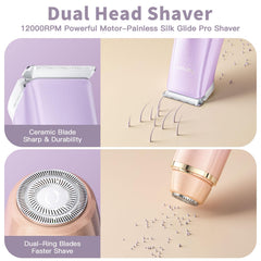 Aqeqpt Lady Bikini Shaver ceramic blade close-up emphasizing smooth, painless grooming