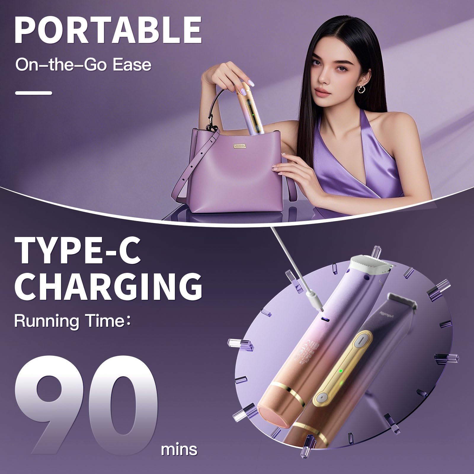 Aqeqpt-usb-c-rechargeable-power ensures long runtime for travel and home grooming.