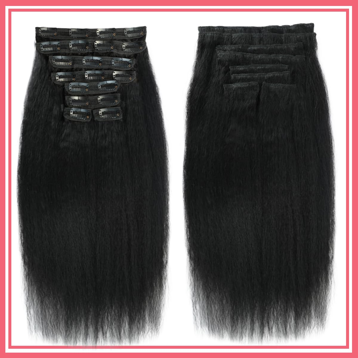 Aqifai natural black clip-ins showcase versatile styling and seamless blending.