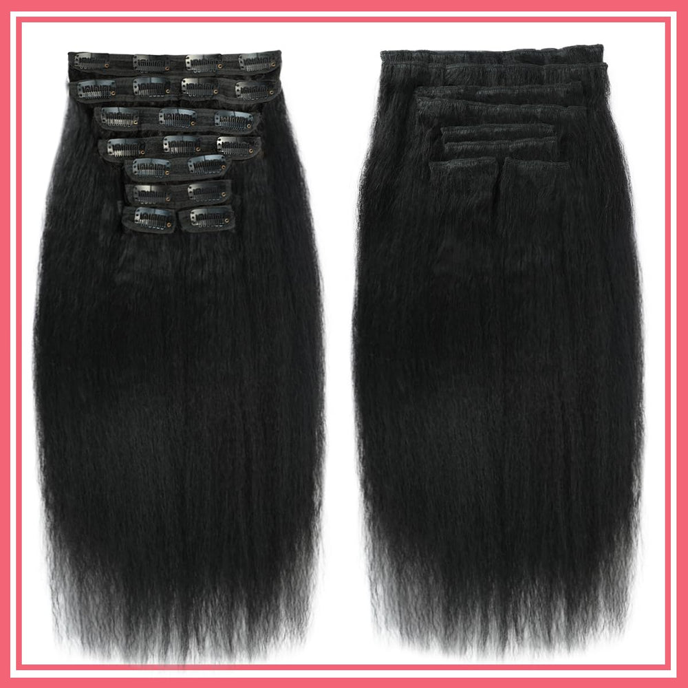 Aqifai natural black clip-ins showcase versatile styling and seamless blending.