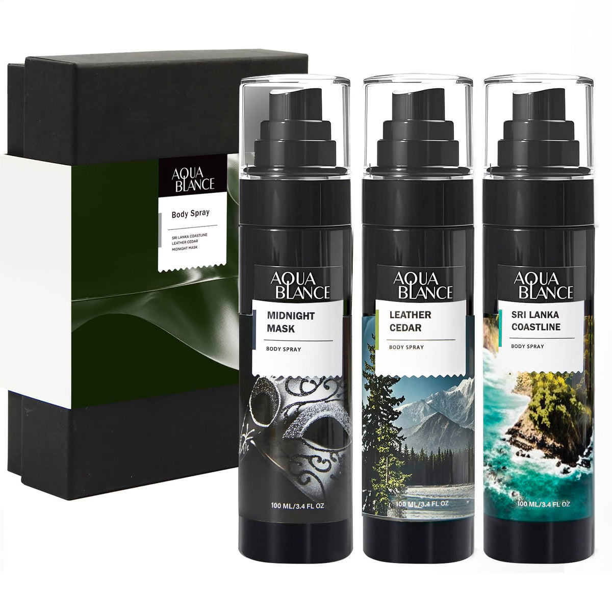 Aqua Blance bottle-front showcases sleek masculinity for daily refreshment on the go.