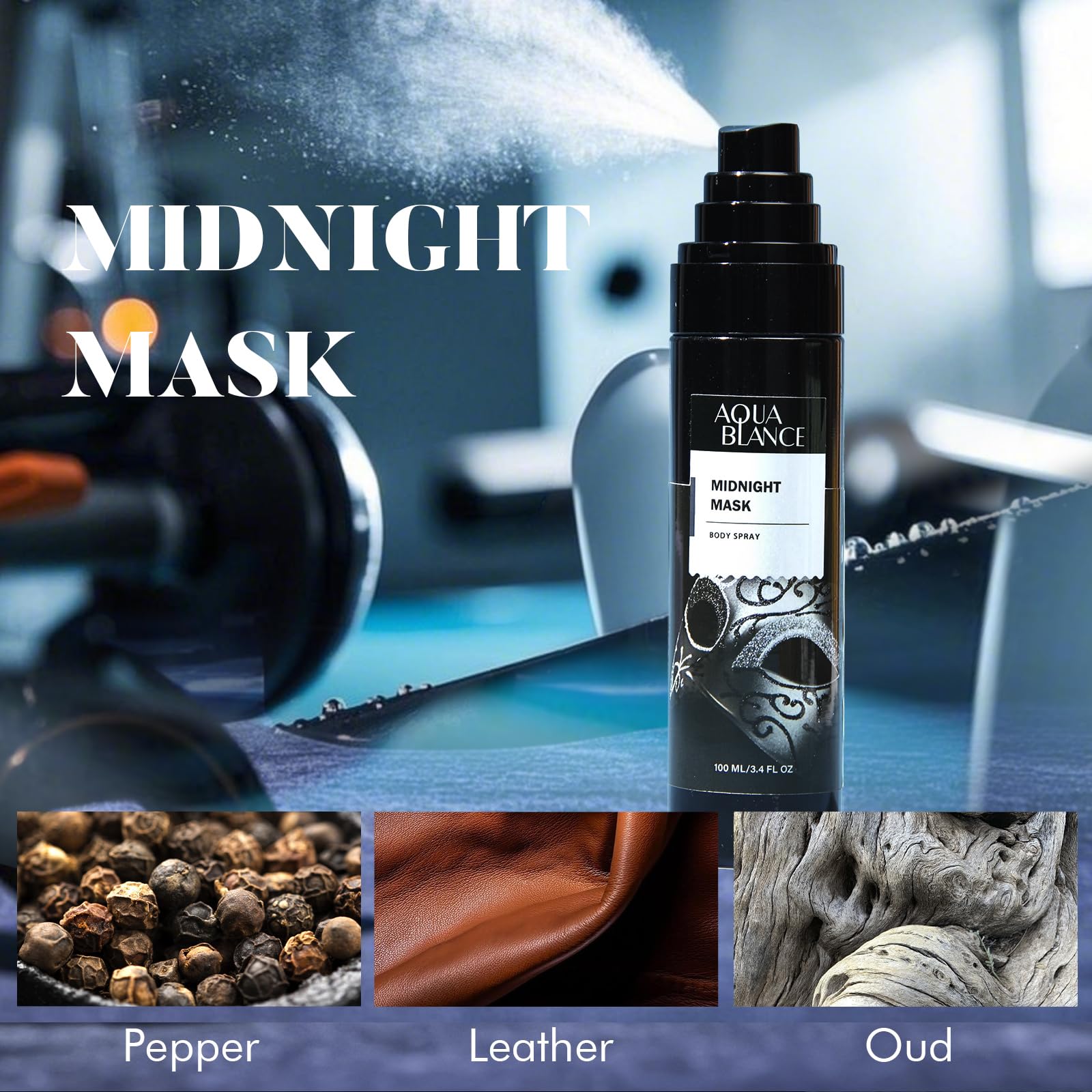 Aqua Blance bottle-pour captures easy, quick scent reapplication after workouts or travel.