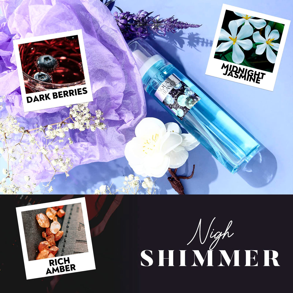 Aqua Blance dressing-table spritz highlighting light, sophisticated scent for quick refreshers.
