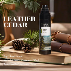 Aqua Blance-leather-cedar-heart blends rugged sophistication with confident everyday scent.