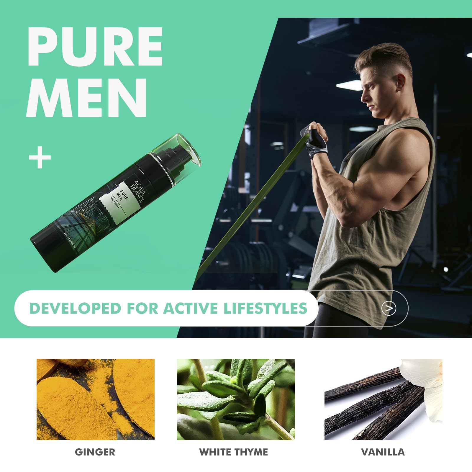 AQUA BLANCE spray on wrist demonstrates easy on-the-go refresh for workouts