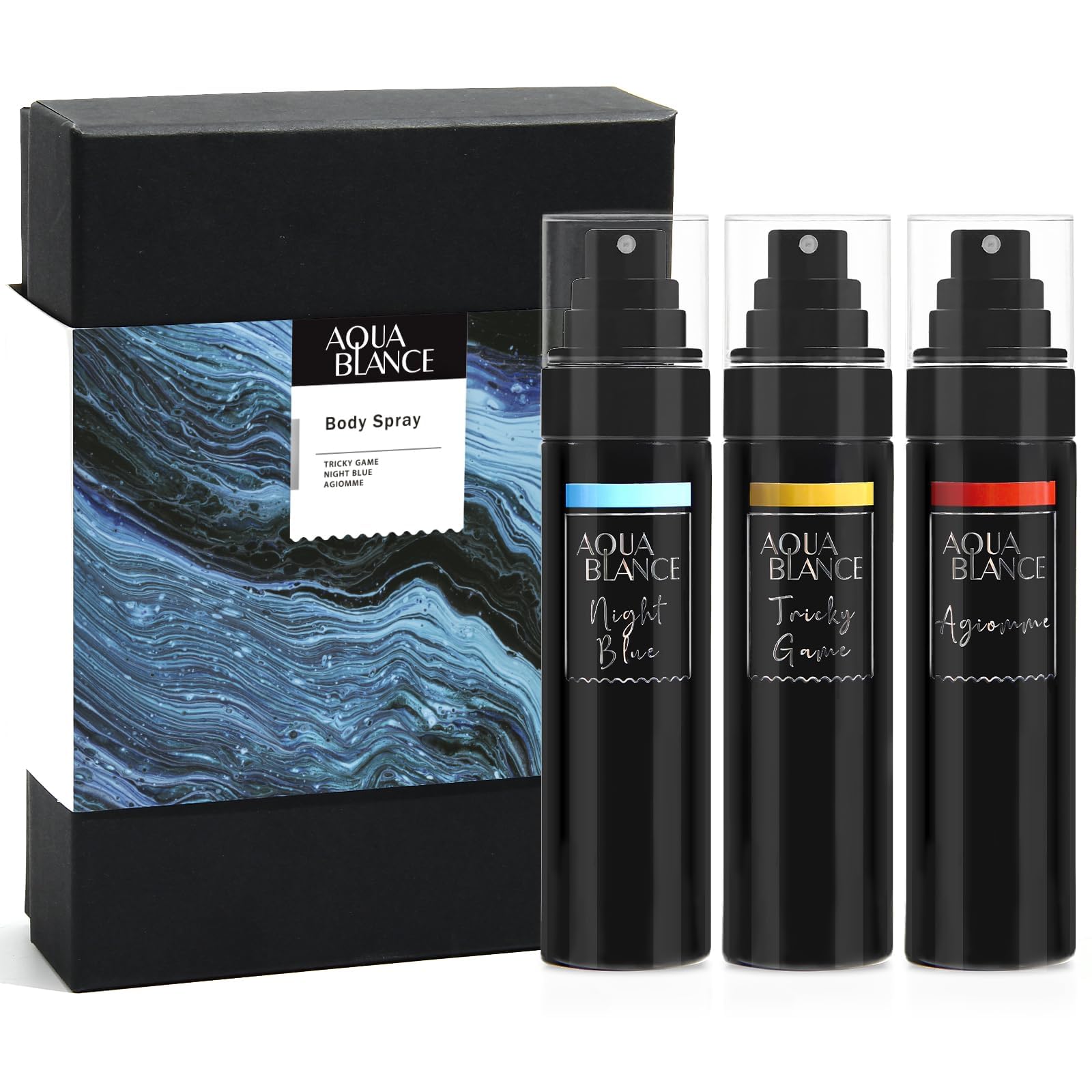 AQUA BLANCE tricky-game-bottle-blue emphasizes rugged refinement for all-day freshness